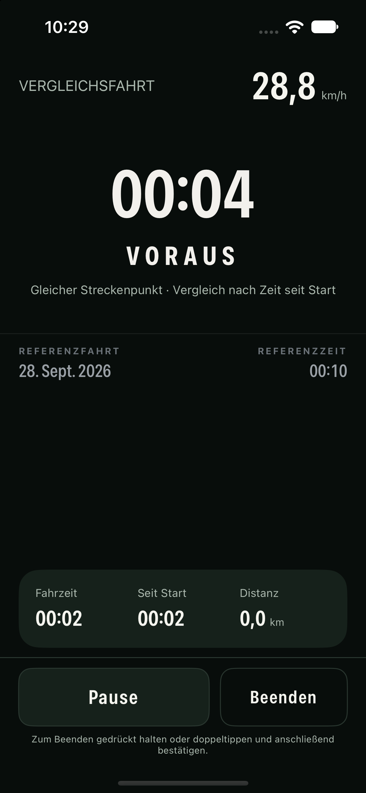 Pedal Cue zeigt den Vergleich mit einer eigenen Referenzfahrt.