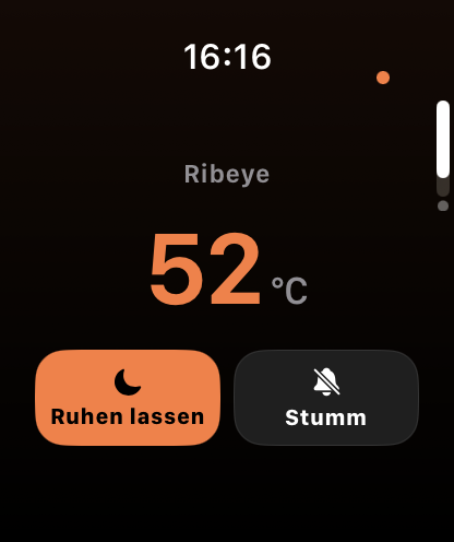 Der Grillstatus am Handgelenk auf der Apple Watch.